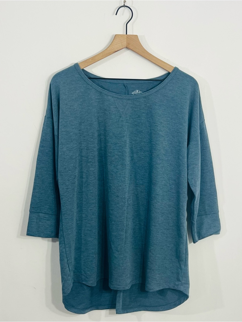 St Johns Bay 3/4 Sleeve Pullover Knit Boat Neck High Low Top Size XL Comfy Fit